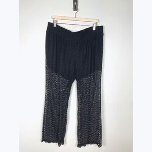Torrid Black Lace Crochet Wide‎ Leg Pants Plus Size 2 Beach Cover Up